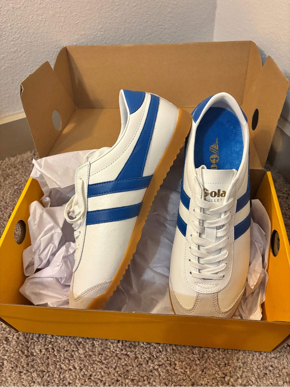 Gola White and Blue Men’s Retro Trainer Sneakers
